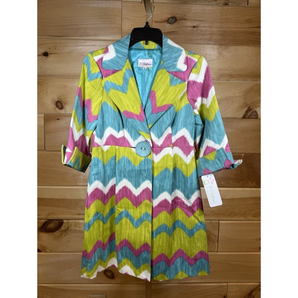 3 Sisters chevron blazer jacket Multicolor NWT  Size S‎  Retail $99
